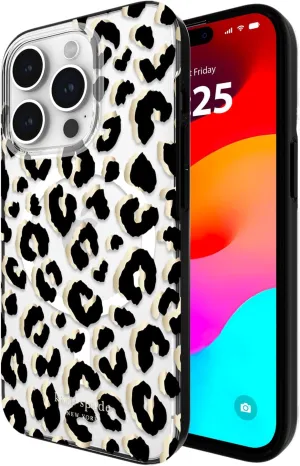 kate spade new york iPhone 15 Pro Case, Compatible with MagSafe - City Leopard Black