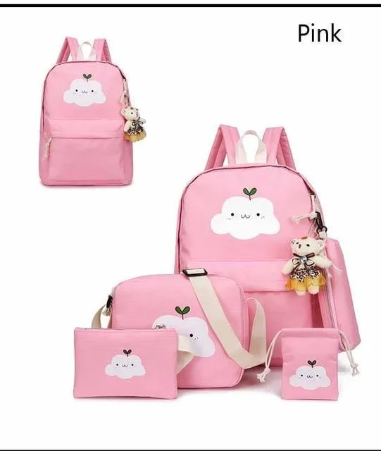 Kawaii Cloud Backpack Set