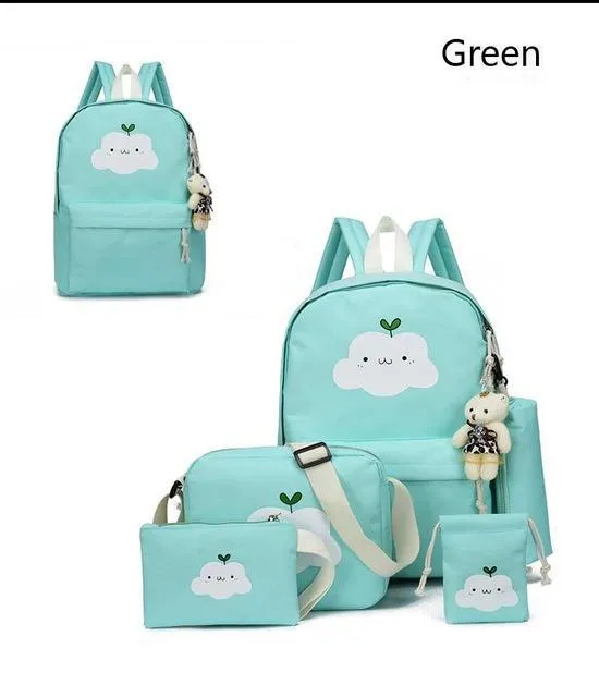 Kawaii Cloud Backpack Set