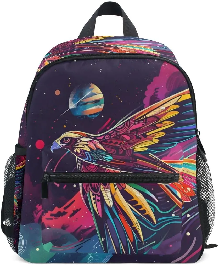 Kids Backpack for Boys Girls Toddler Bags Children Preschool Space Falcon Kindergarten Small 3-8 Years Old Chest Strap