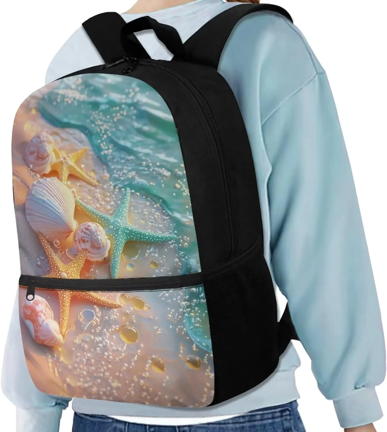 Kids Backpack for Girls Beach Sand Shell Starfish Bookbags Kindergarten Elementary School Bags Age 6-18