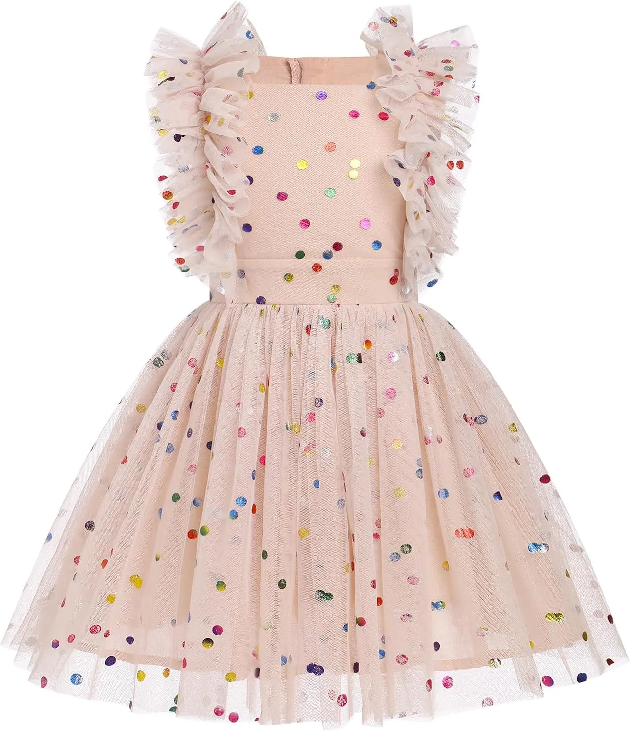 Kids Girls Confetti Birthday Princess Dress Ruffle Sleeve Boho Cake Smash Photo Shoot Outfit 3-10T