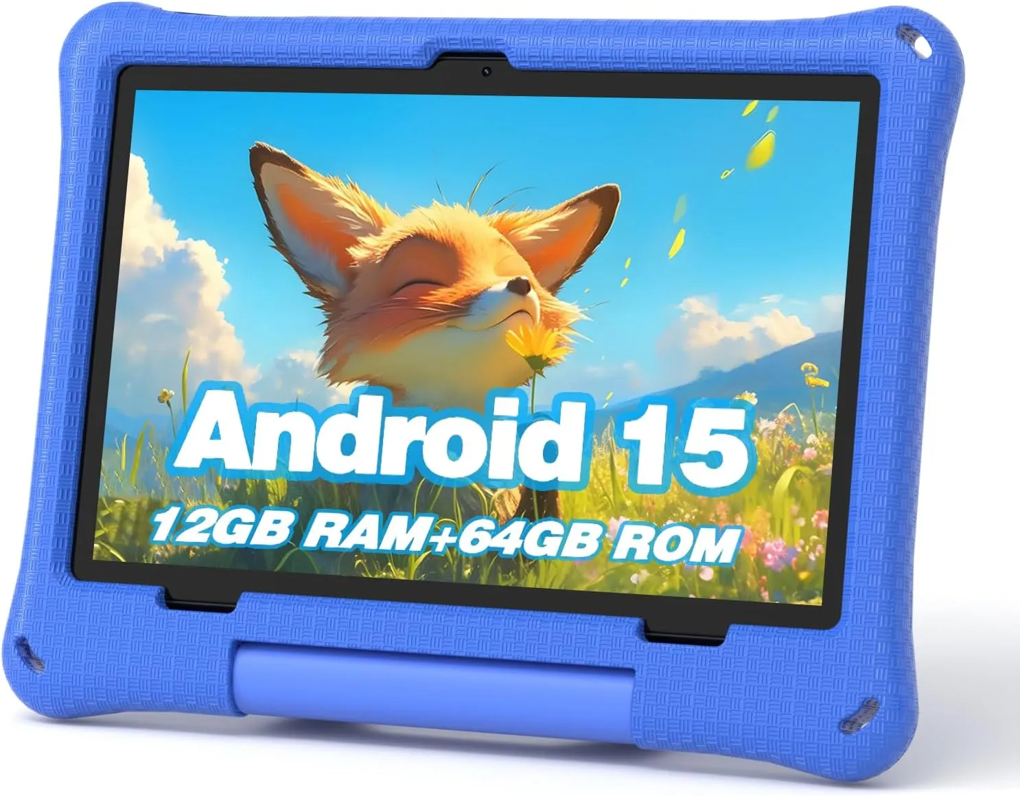 Kids Tablet, 10.1 Inch Android 15 Tablet for Kids, 12GB 64GB, Octa-Core, 6000mAh Battery, WiFi 6, Pre-Installed Kids Apps, Parental Control, with EVA Protective Case – Ideal Gift for Toddler (Blue)