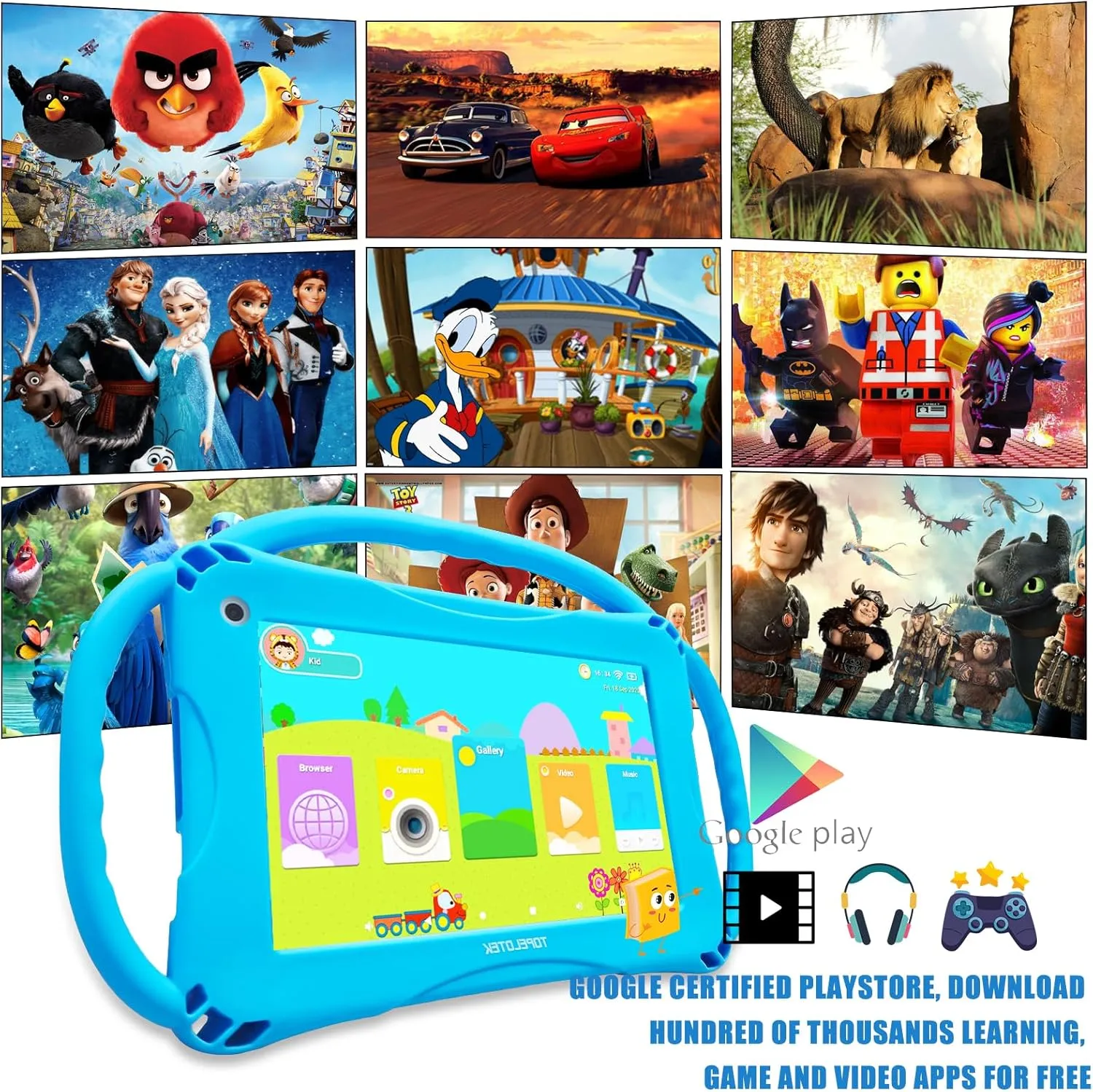 Kids Tablet 7in Kids Tablet for Kids Toddler Tablet WiFi Android 32GB Kids Tablets Parental Control Kids Learning Tablet YouTube Netflix Kid-Proof Case