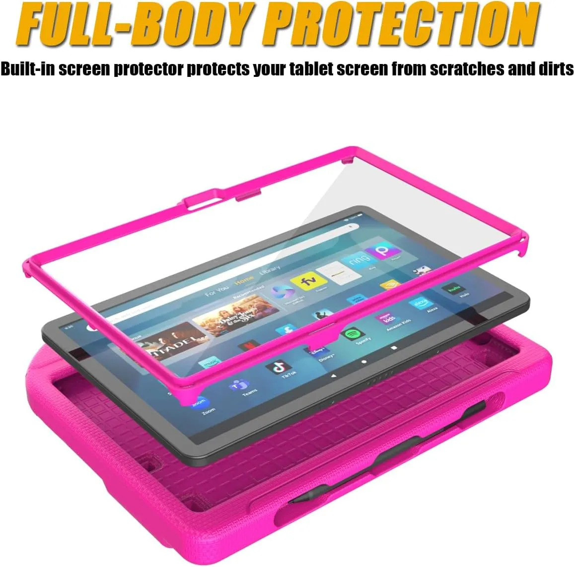 Kids Tablet Case for 11inch Tablets(Only 13th Gen, 2023 Released Model),Unsuitable for iPad Onn 11inch Tablets, Lightweight Shockproof Case with Screen Protector Handle Stand -Pink