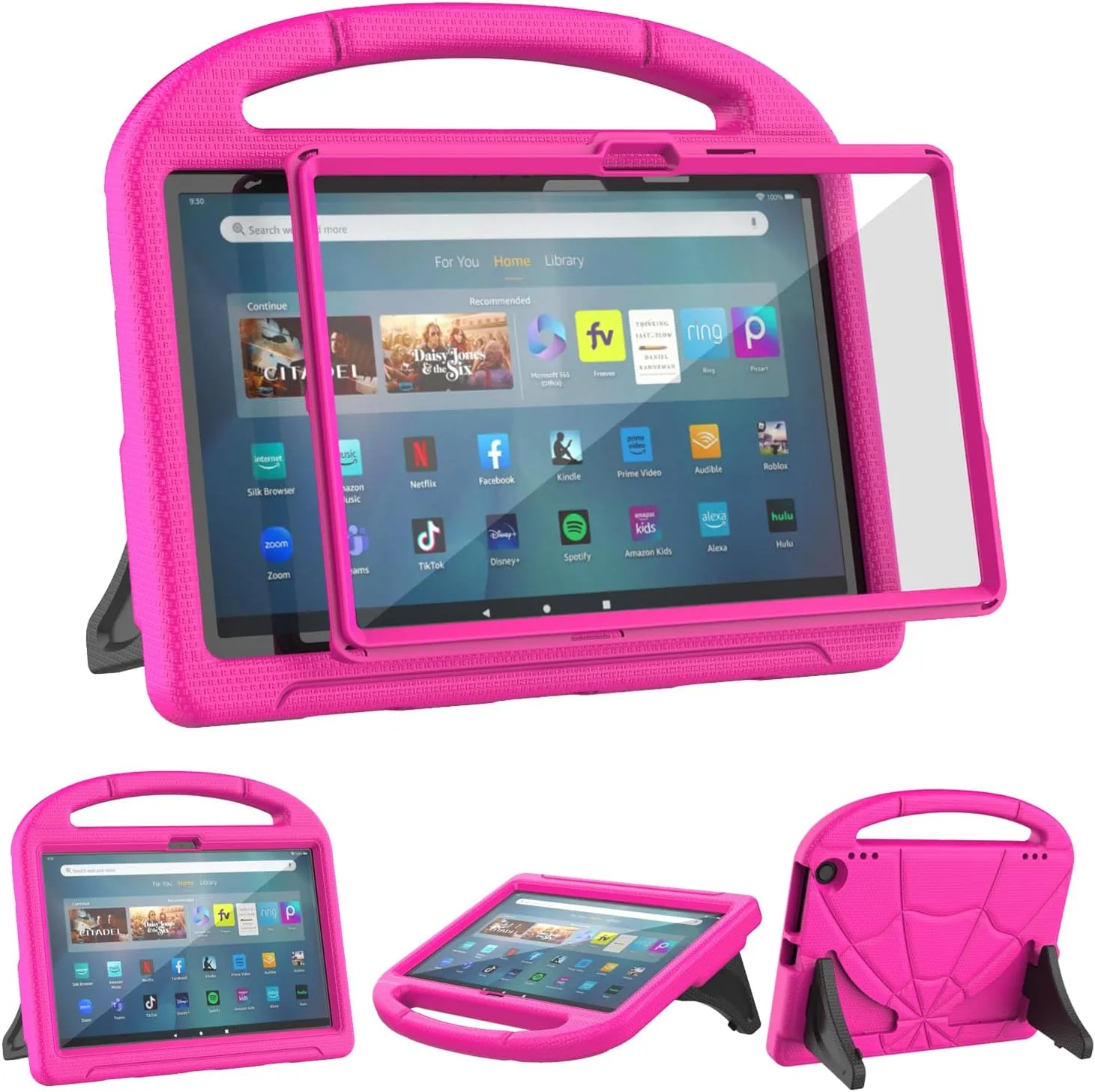 Kids Tablet Case for 11inch Tablets(Only 13th Gen, 2023 Released Model),Unsuitable for iPad Onn 11inch Tablets, Lightweight Shockproof Case with Screen Protector Handle Stand -Pink