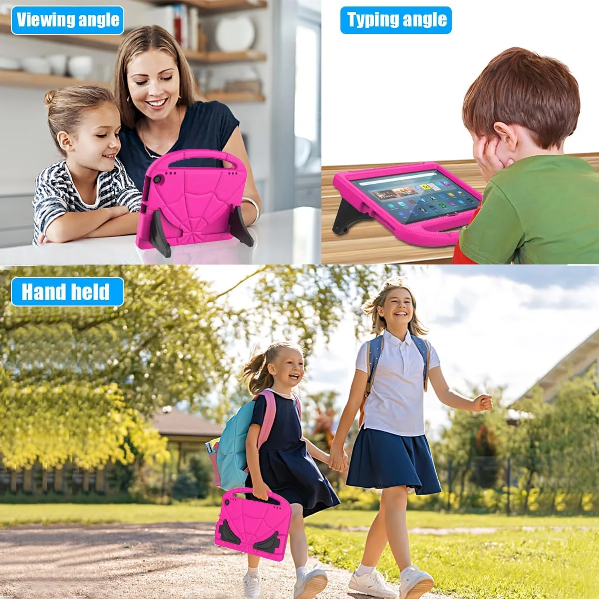 Kids Tablet Case for 11inch Tablets(Only 13th Gen, 2023 Released Model),Unsuitable for iPad Onn 11inch Tablets, Lightweight Shockproof Case with Screen Protector Handle Stand -Pink