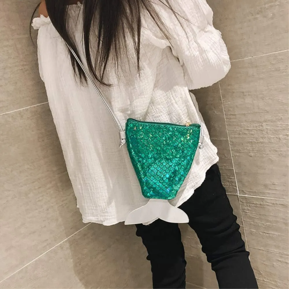 Kids Toddlers Glitter Mermaid Crossbody Purse Holographic Shoulder Bag Satchel for Boys Girls