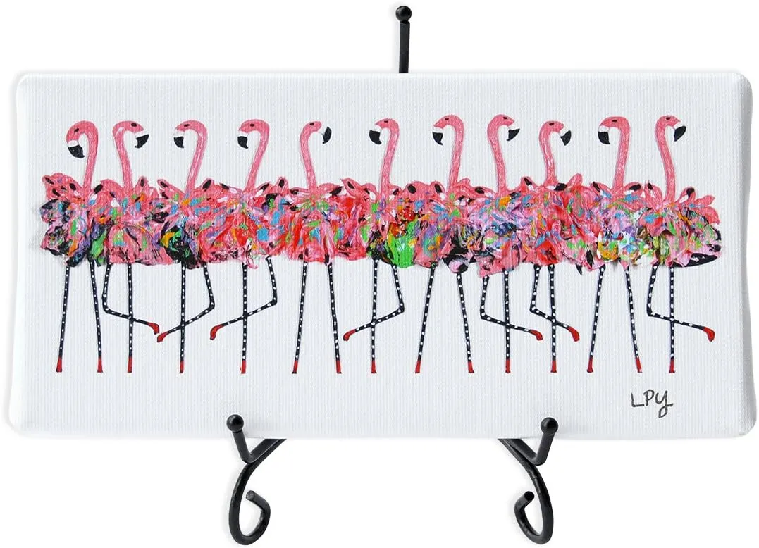 Kim Rody Creations Flamingo Chorus Line Giclee Print on Canvas - 4x8