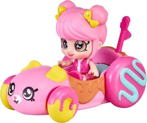 Kindi Kids Minis - Donatina's Car- Collectible Vehicle and Posable Bobble Head Figurine 2pc