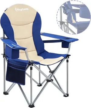 KingCamp Lumbar Support Camping Chairs with Cooler Bag Padded Folding Camping Chair for Adults with Adjustable Armrest Foldable Camp Chair Cup Holder Side and Head Pocket for Picnic Fishing,Max 353lbs