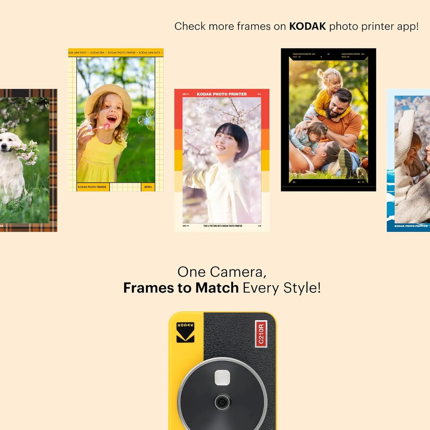 KODAK Mini Shot 2 Retro 4PASS 2-in-1 Instant Digital Camera and Photo Printer (2.1x3.4 inches) Initial 8 Sheets   60 Sheets Bundle, White