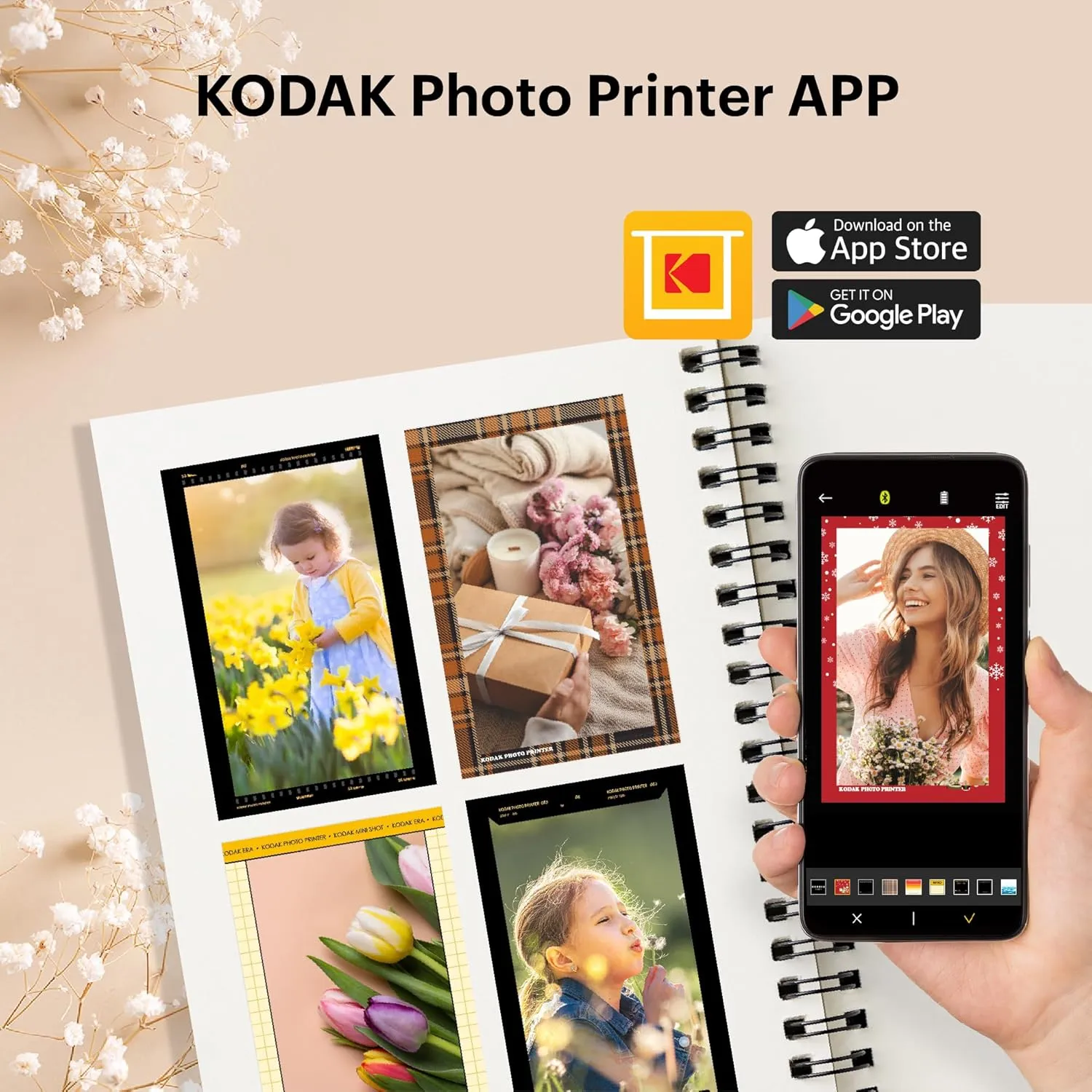 KODAK Mini Shot 2 Retro 4PASS 2-in-1 Instant Digital Camera and Photo Printer (2.1x3.4 inches) Initial 8 Sheets   60 Sheets Bundle, White