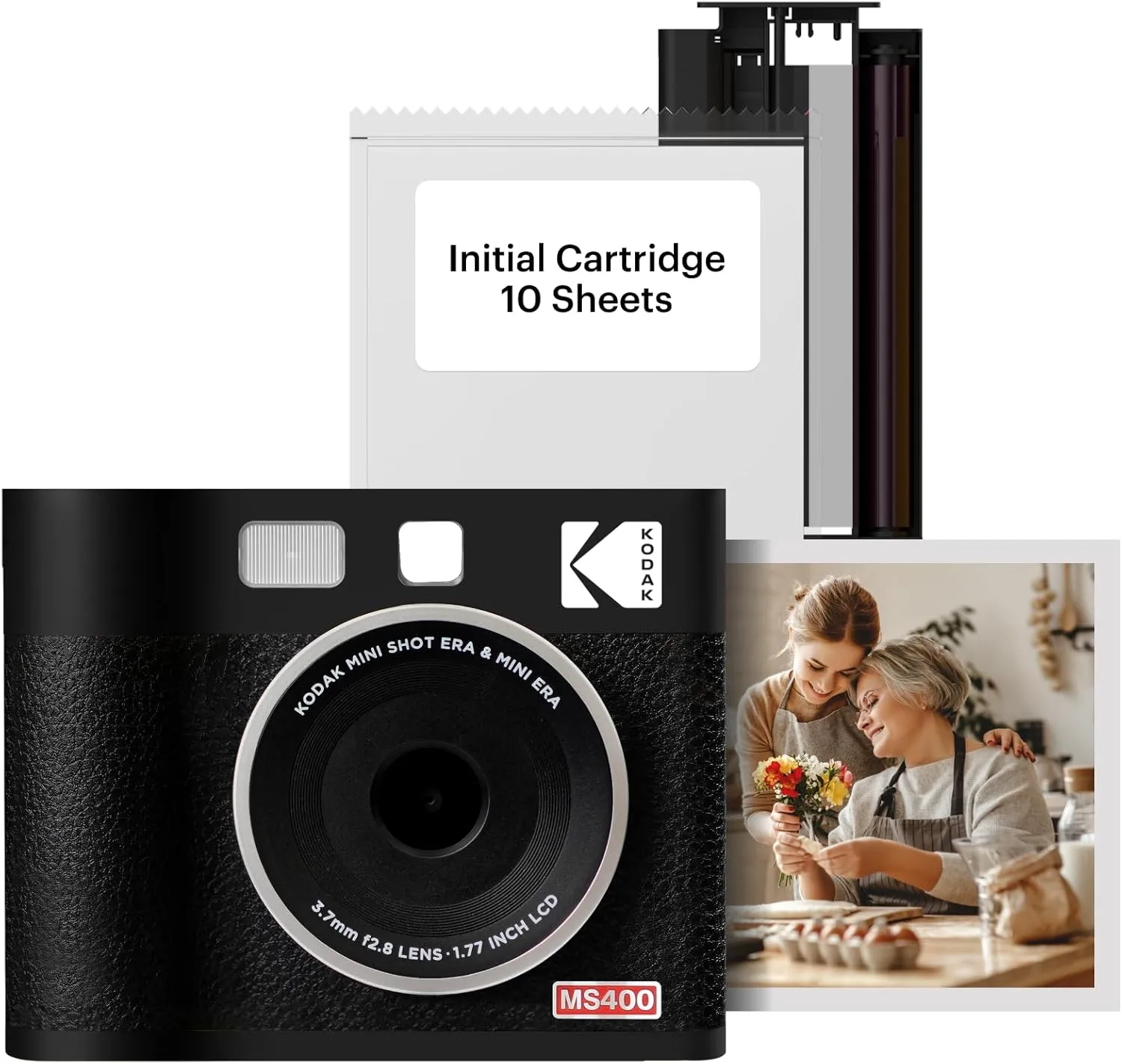 KODAK Mini Shot 4 ERA 4PASS 2-in-1 Instant Camera and Photo Printer (4x4) (Black, Camera   10 Sheets)