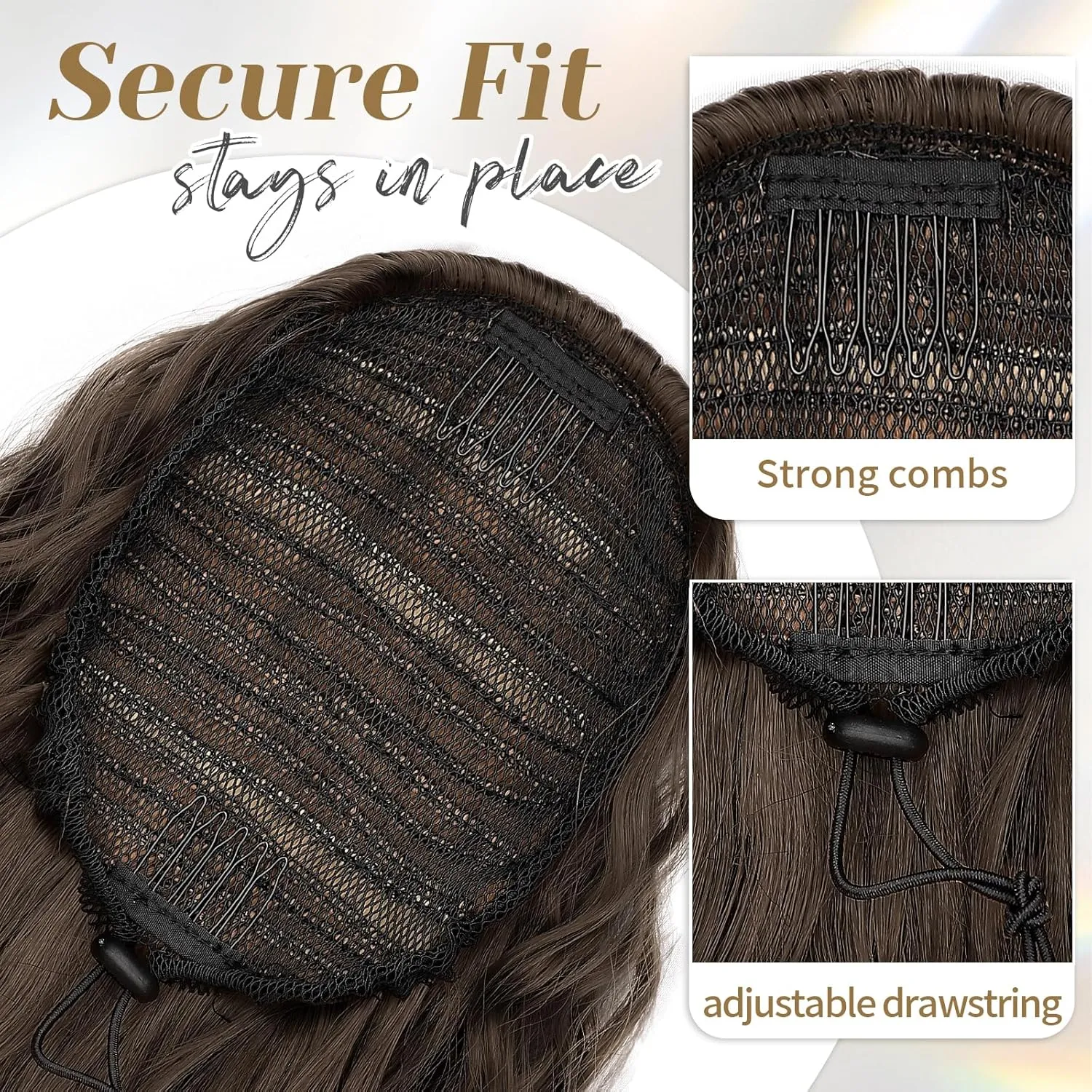 KooKaStyle Ponytail Extension 30 Inch Drawstring Pony Tails Hair Extensions for Women Long Curly Ponytail Synthetic Hairpieces for Daily Use（Chocolate Brown with Caramel Blonde）