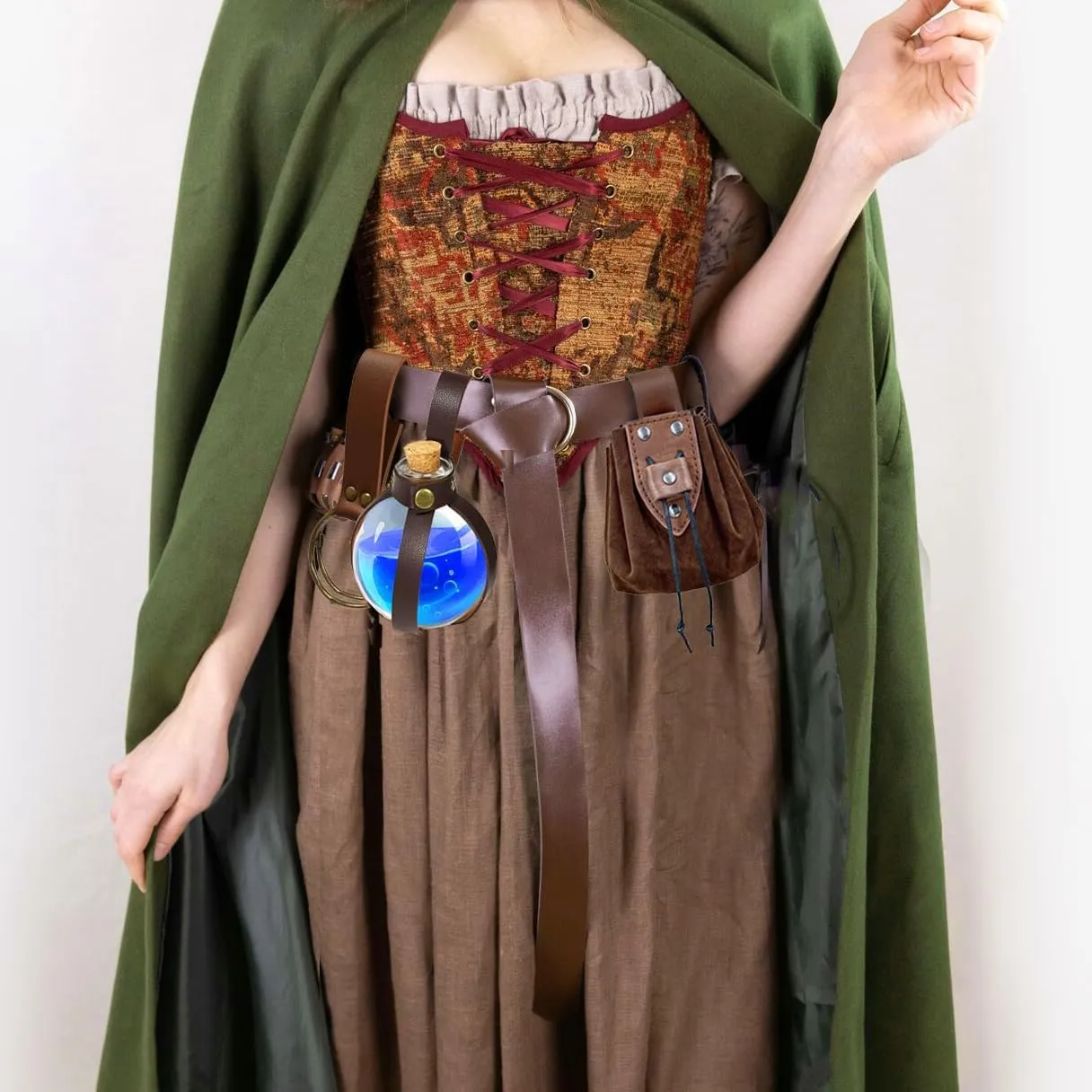 KOTORA Renaissance Costume Accessory Belt Pouch Purse Potion Bottle Belt Waist Set Retro Medieval Festival Ren Faire