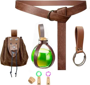 KOTORA Renaissance Costume Accessory Belt Pouch Purse Potion Bottle Belt Waist Set Retro Medieval Festival Ren Faire