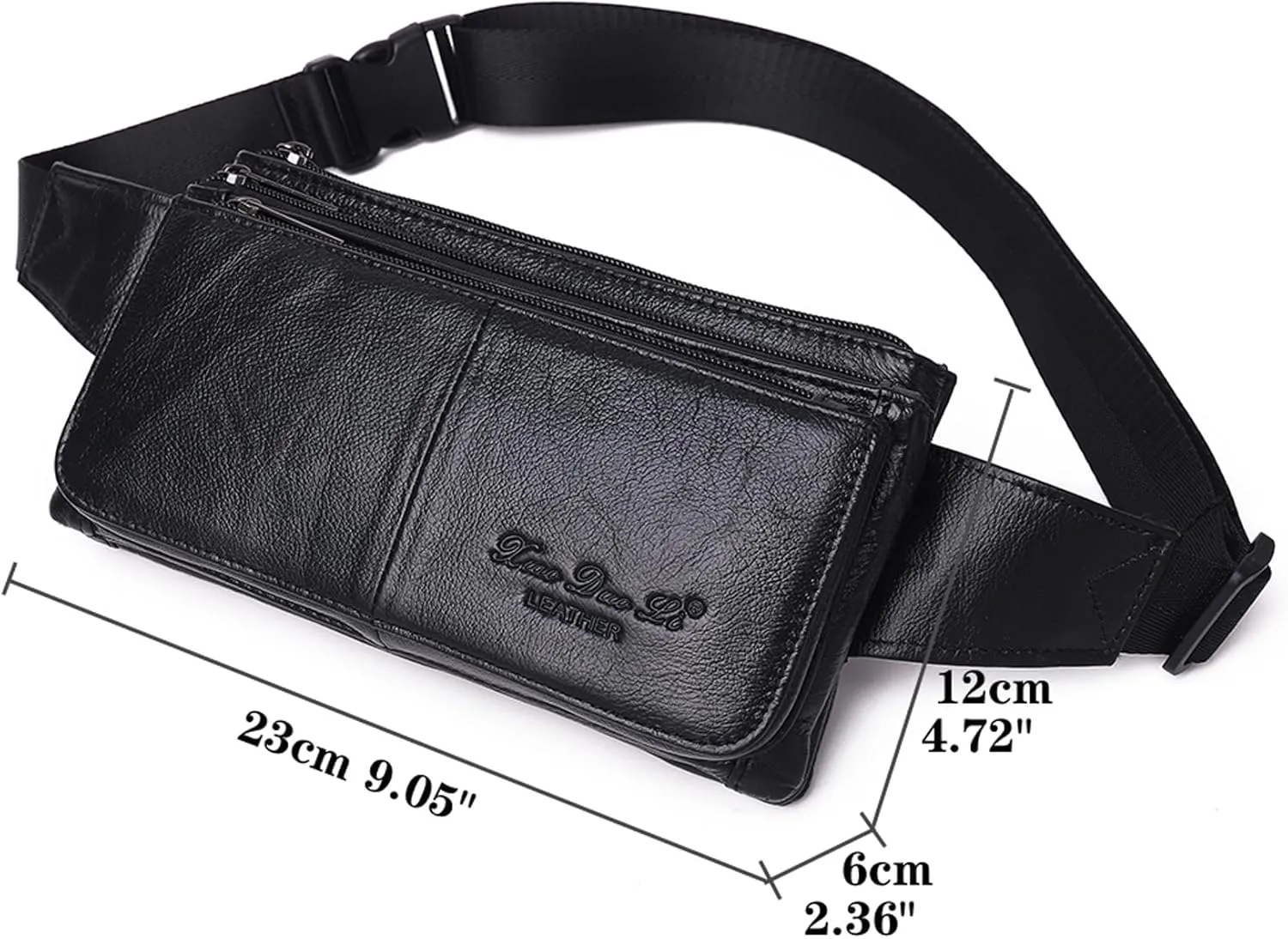 KPYWZER Vintage Leather Fanny Pack Waist Bag for Men Women Outdoor Travel Hunting Hiking Camping Hip Bum Belt Cell Phone Purse Wallet Pouch Retro Crossbody Sling Pouch Black