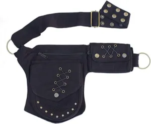 KPYWZER Waist Bag for Women Fanny Pack Renaissance Faire Festival Lace Chest Pack Hip Bum Bag with Adjustable Belt Travel Outdoors Black