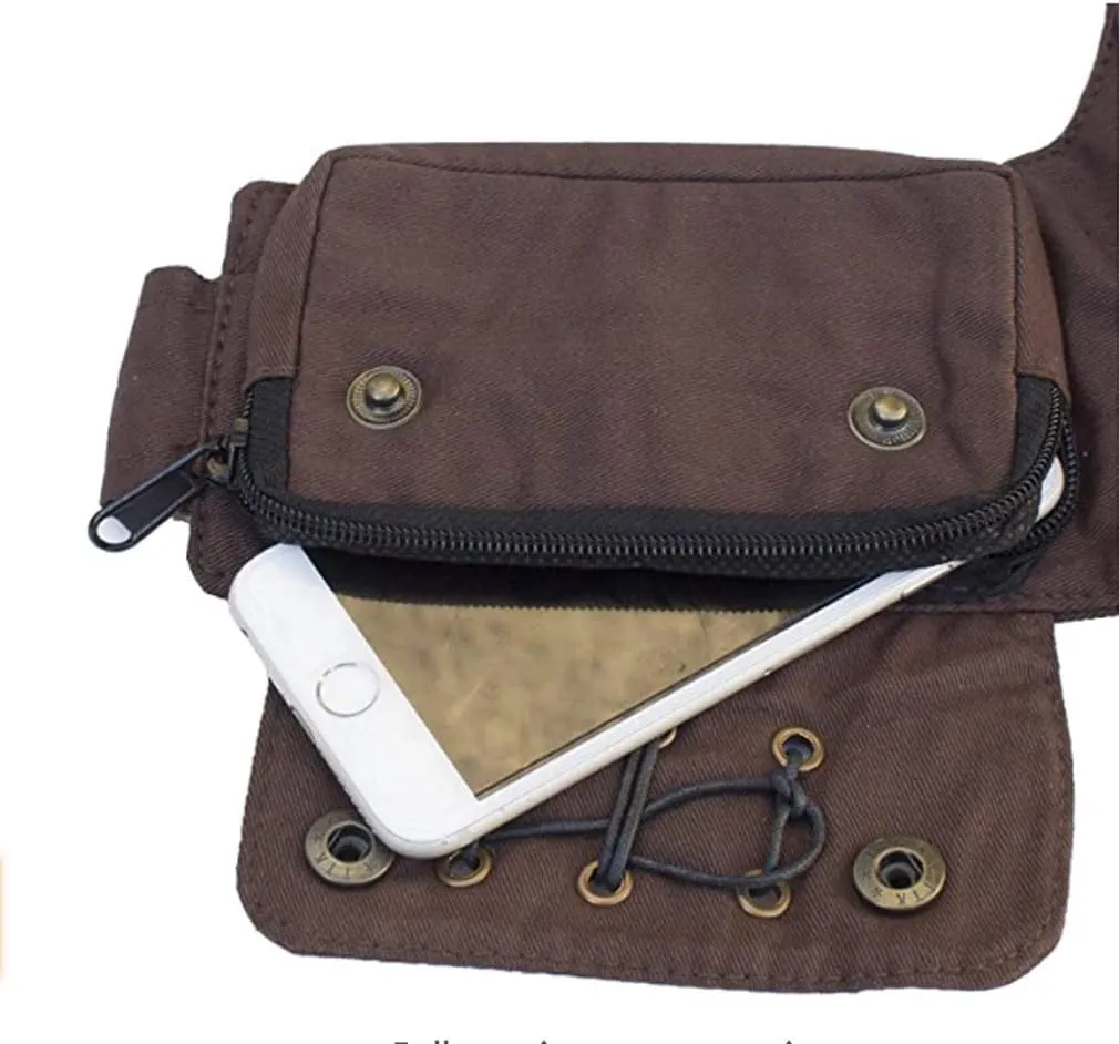 KPYWZER Waist Bag for Women Fanny Pack Renaissance Faire Festival Lace Chest Pack Hip Bum Bag with Adjustable Belt Travel Outdoors Brown