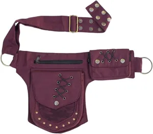 KPYWZER Waist Bag for Women Fanny Pack Renaissance Faire Festival Lace Chest Pack Hip Bum Bag with Adjustable Belt Travel Outdoors Maroon