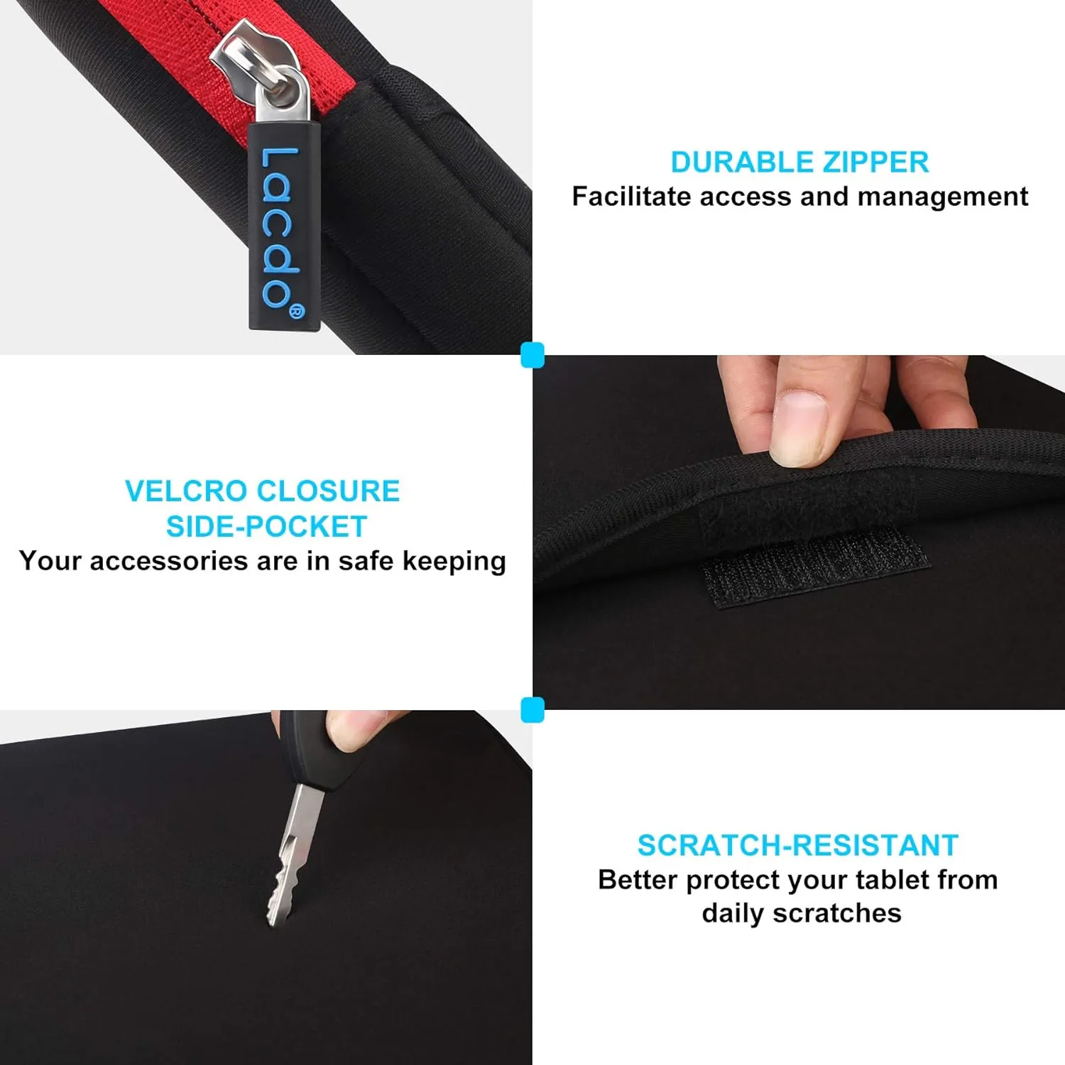 Lacdo Tablet Sleeve Case for 11 inch iPad A16 / 11 inch iPad Air M3 M2 / 11 inchs iPad Pro M4 / 10.9" iPad / 10.2" iPad / 10.9" ipad Air / 11 Inch Samsung Galaxy Tab A9  Bag, Fit Magic Keyboard, Red