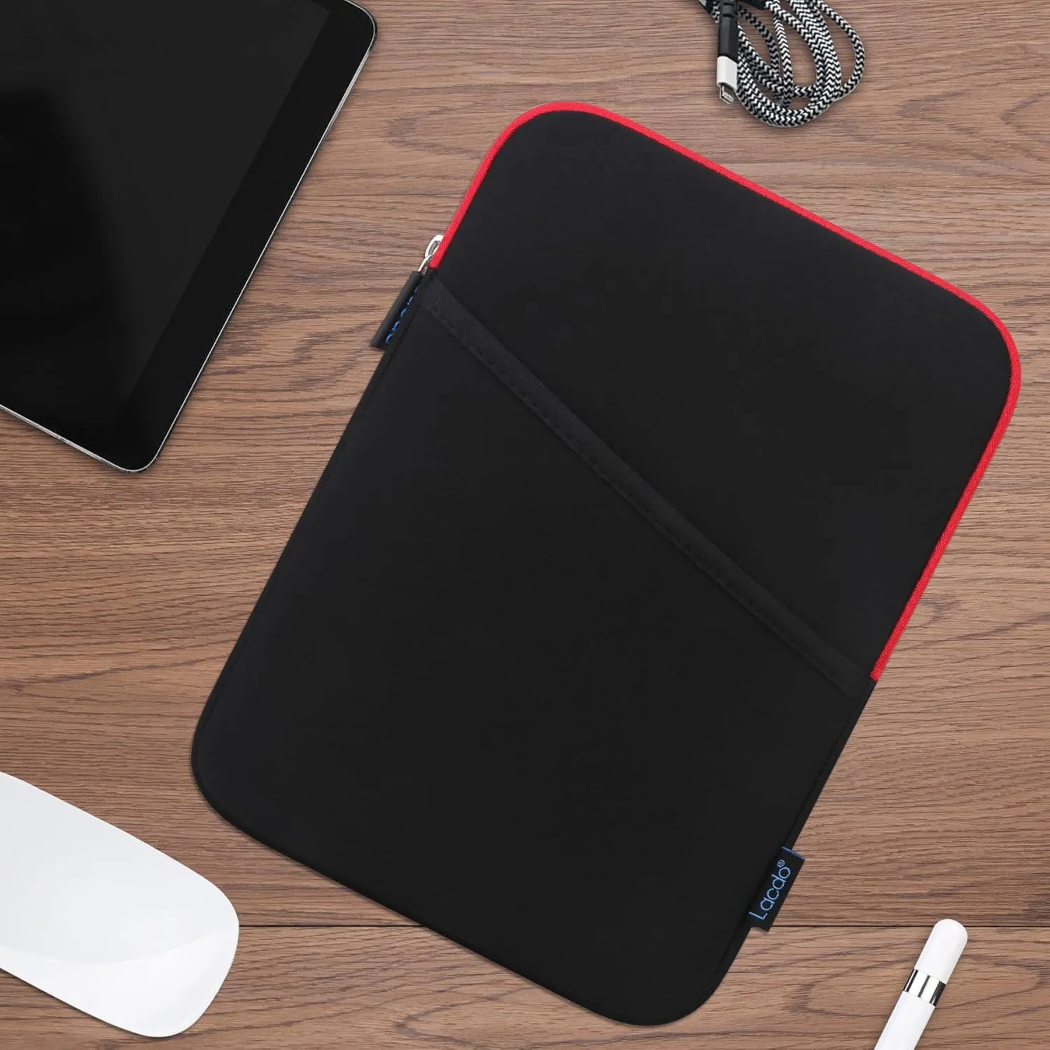 Lacdo Tablet Sleeve Case for 11 inch iPad A16 / 11 inch iPad Air M3 M2 / 11 inchs iPad Pro M4 / 10.9" iPad / 10.2" iPad / 10.9" ipad Air / 11 Inch Samsung Galaxy Tab A9  Bag, Fit Magic Keyboard, Red