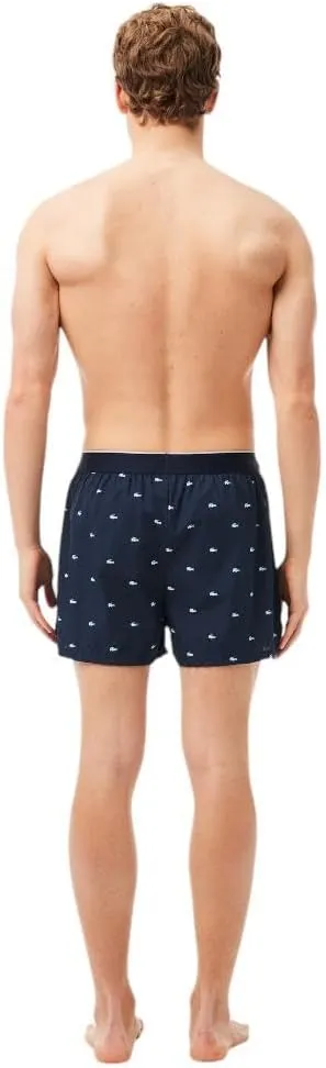 Lacoste Men's 100% Cotton Mini Croc Print Boxers, 3-Pack
