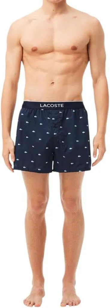 Lacoste Men's 100% Cotton Mini Croc Print Boxers, 3-Pack