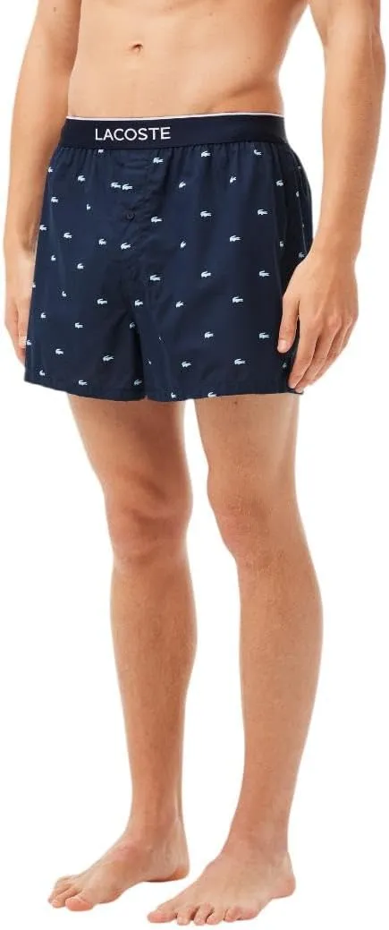 Lacoste Men's 100% Cotton Mini Croc Print Boxers, 3-Pack