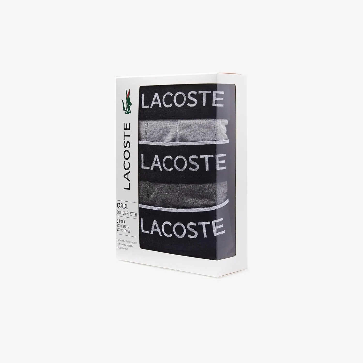 Lacoste Men's Cotton Stretch Mini Croc Print Boxer Briefs, 3-Pack