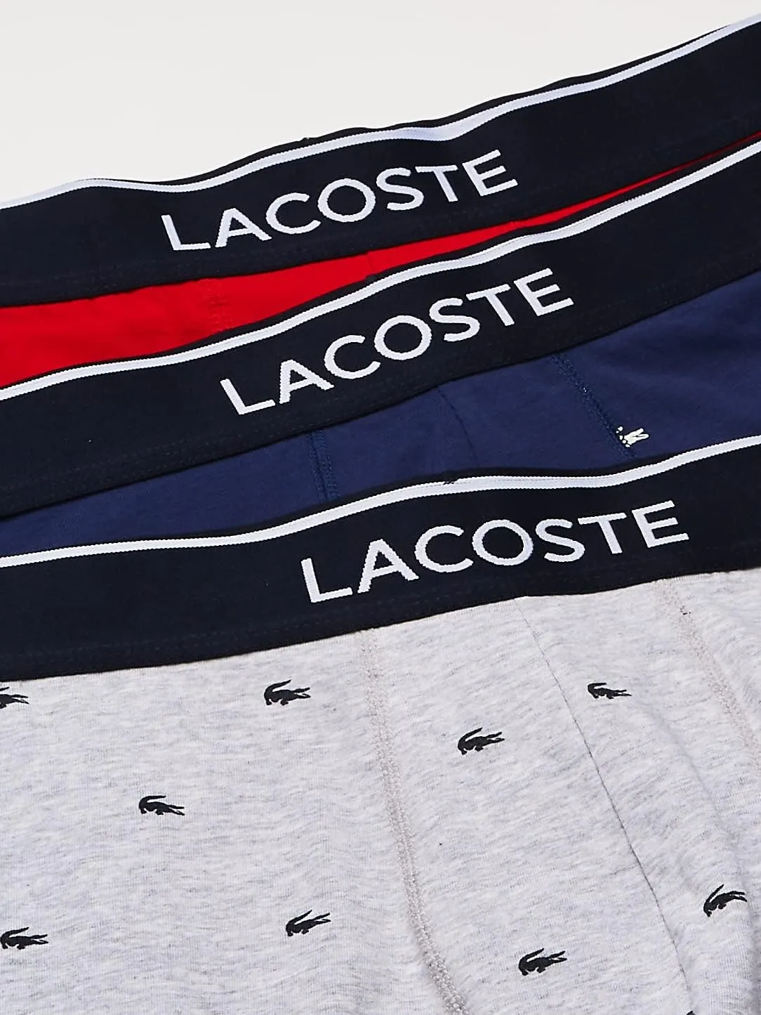 Lacoste Men's Cotton Stretch Mini Croc Print Boxer Briefs, 3-Pack