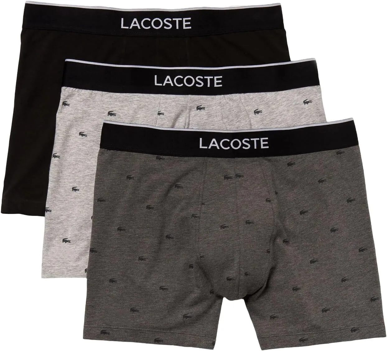 Lacoste Men's Cotton Stretch Mini Croc Print Boxer Briefs, 3-Pack