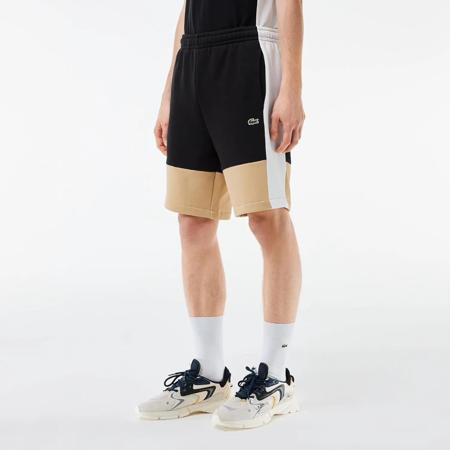 Lacoste Men's Regular Fit Brushed Fleece Colorblock Shorts