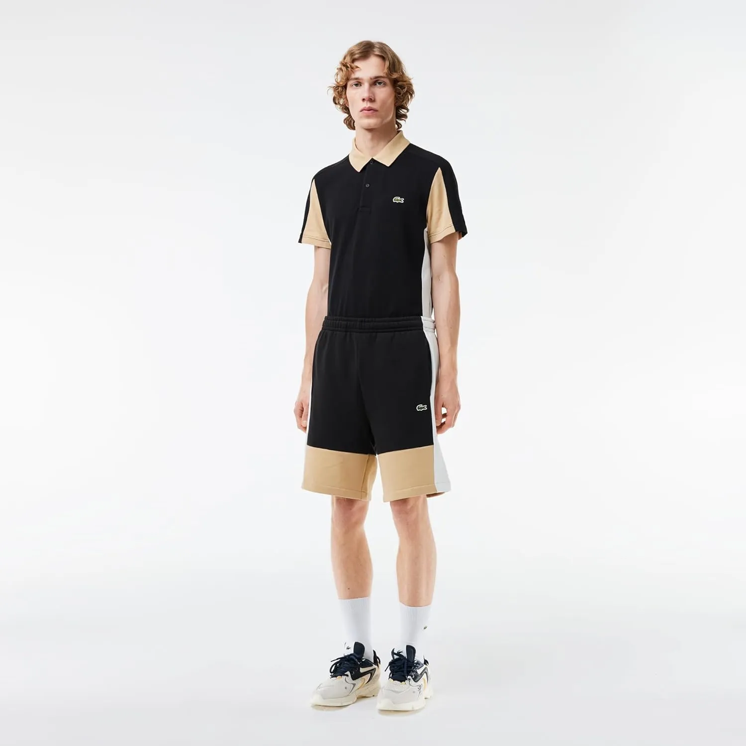 Lacoste Men's Regular Fit Brushed Fleece Colorblock Shorts