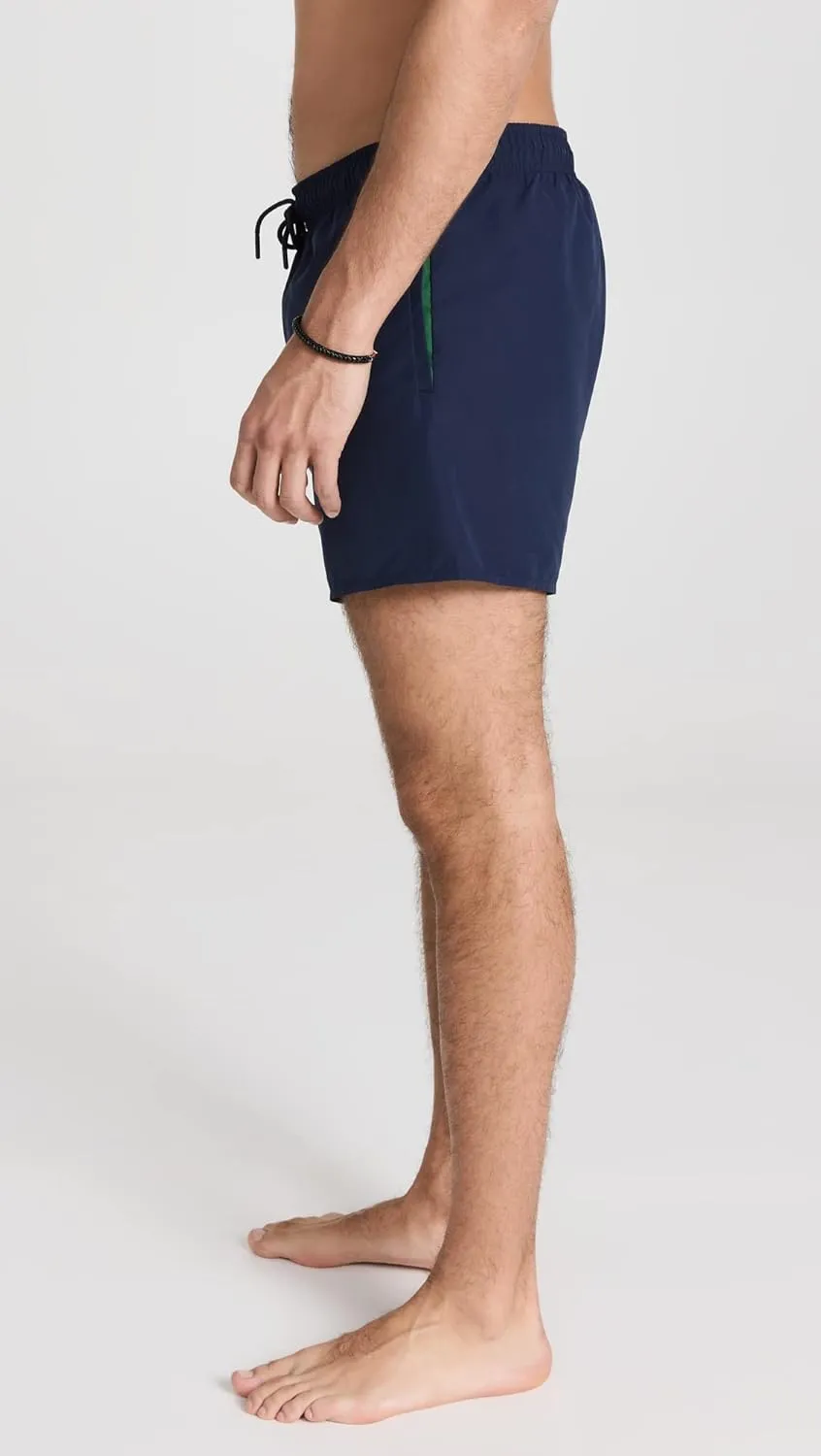 Lacoste Men's Solid Elastic Waist Swim Trunks