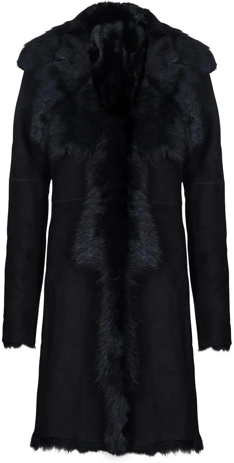 Ladies Women's Real Toscana Sheepskin Leather Suede Jacket Trench Coat