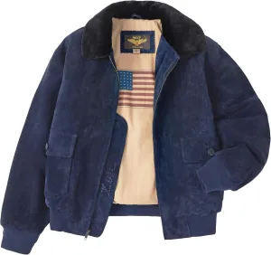 Landing Leathers Men Navy G-1 Leather Flight Bomber Jacket (Also available in Big & Tall)