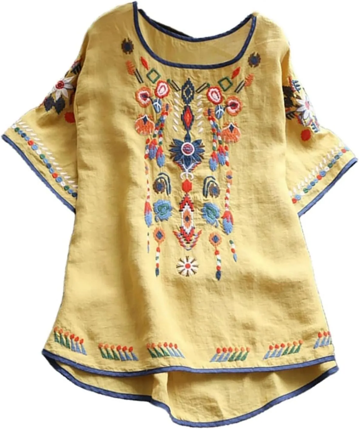 Lastesso Cotton Tops for Women Vintage Jacquard Summer Shirts Casual Linen Flwoer Tops Trendy Fashion Comfy Blouses Clothes