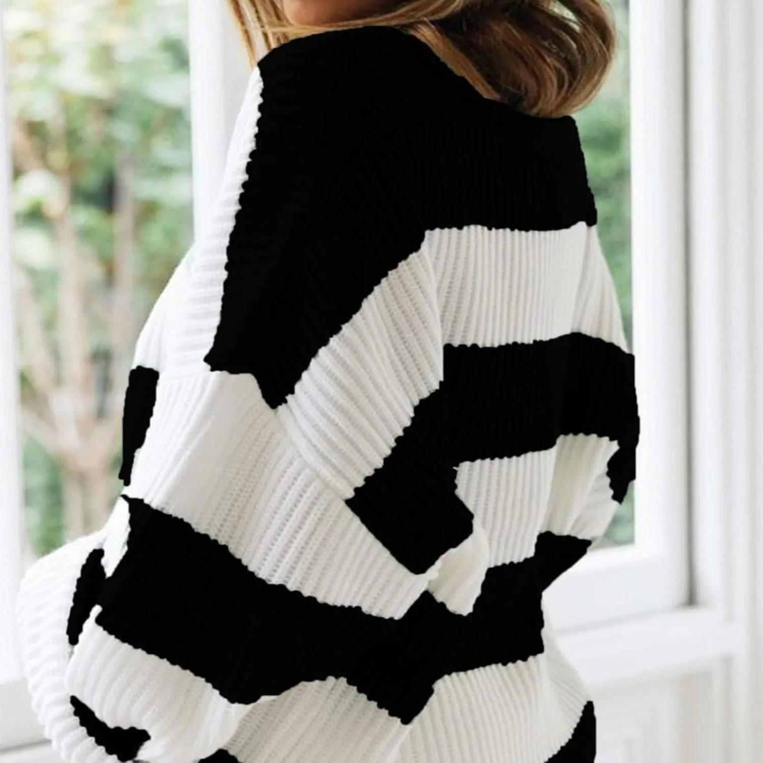 Lastesso Fall Sweaters for Women 2024 Lightweight Cable Knit Preppy Tops Long Sleeve Color Block Sweater Basics Knit Tops