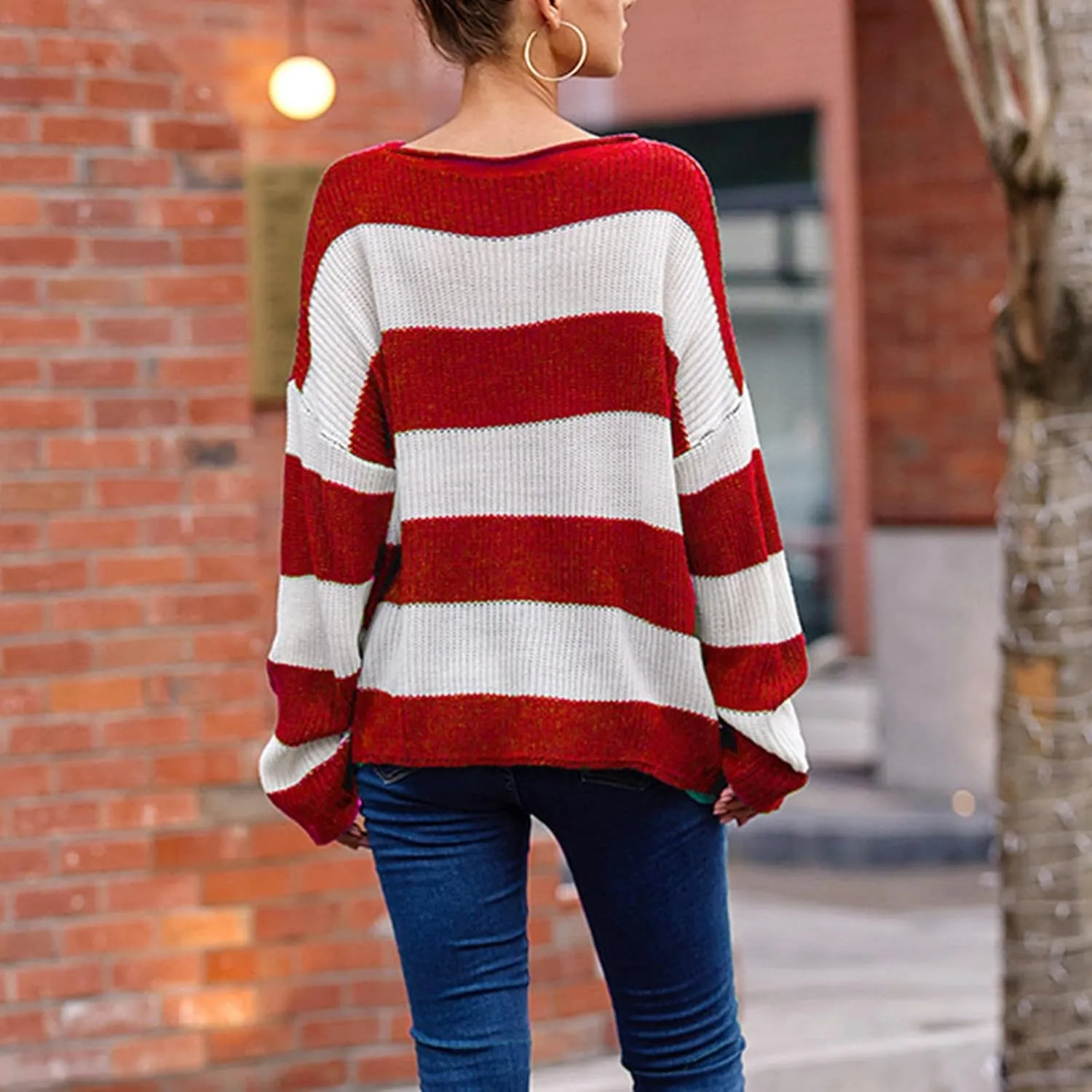 Lastesso Fall Sweaters for Women 2024 Lightweight Cable Knit Preppy Tops Long Sleeve Color Block Sweater Basics Knit Tops