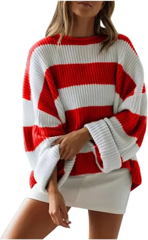 Lastesso Fall Sweaters for Women 2024 Lightweight Cable Knit Preppy Tops Long Sleeve Color Block Sweater Basics Knit Tops