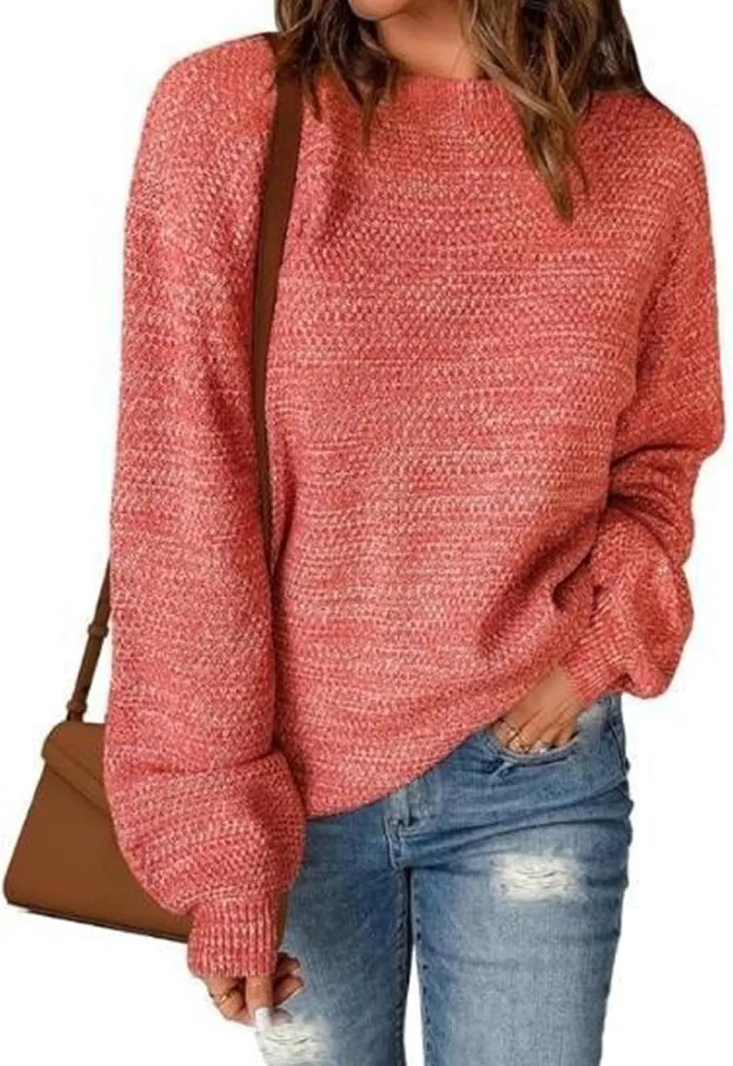 Lastesso Fall Sweaters for Women 2024 Soft Knitted Preppy Sweater Long Sleeve Crew Neck Fashion Outfit Crochet Clothes