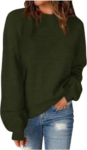 Lastesso Fall Sweaters for Women 2024 Soft Knitted Preppy Sweater Long Sleeve Crew Neck Fashion Outfit Crochet Clothes