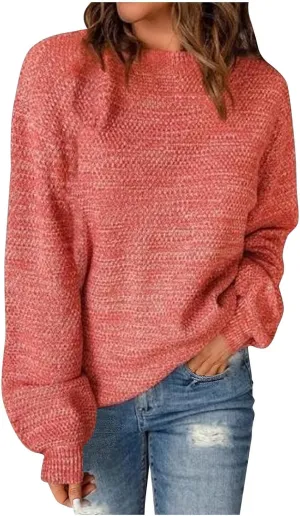 Lastesso Fall Sweaters for Women 2024 Soft Knitted Preppy Sweater Long Sleeve Crew Neck Fashion Outfit Crochet Clothes