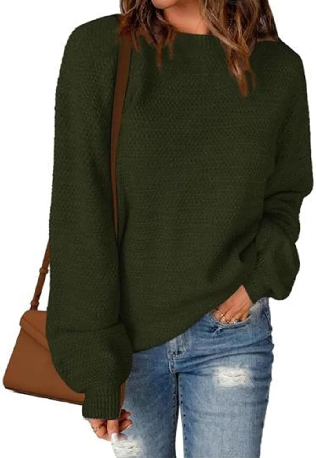 Lastesso Fall Sweaters for Women 2024 Soft Knitted Preppy Sweater Long Sleeve Crew Neck Fashion Outfit Crochet Clothes