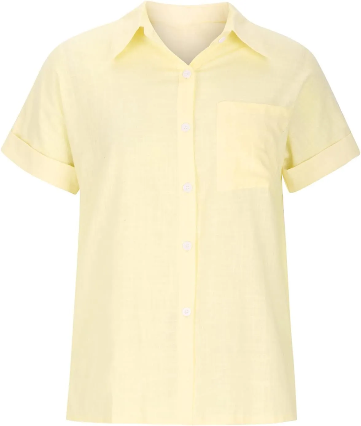 Lastesso Linen Shirts for Women Button Up Cotton Short Sleeve Blouses Casual Collared Loose Shirt Soft Summer Beach Tops