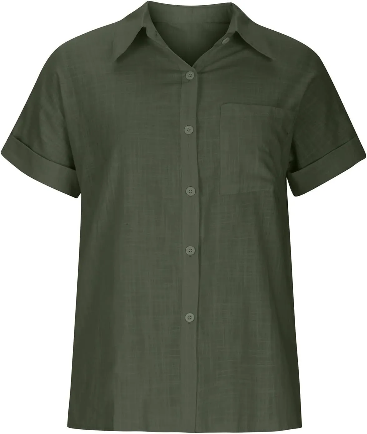 Lastesso Linen Shirts for Women Button Up Cotton Short Sleeve Blouses Casual Collared Loose Shirt Soft Summer Beach Tops