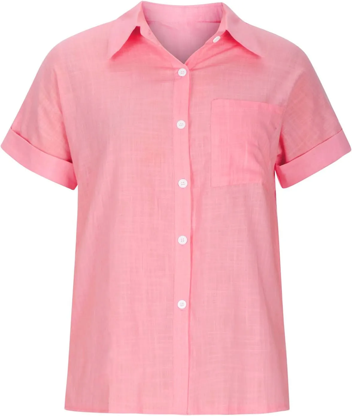 Lastesso Linen Shirts for Women Button Up Cotton Short Sleeve Blouses Casual Collared Loose Shirt Soft Summer Beach Tops