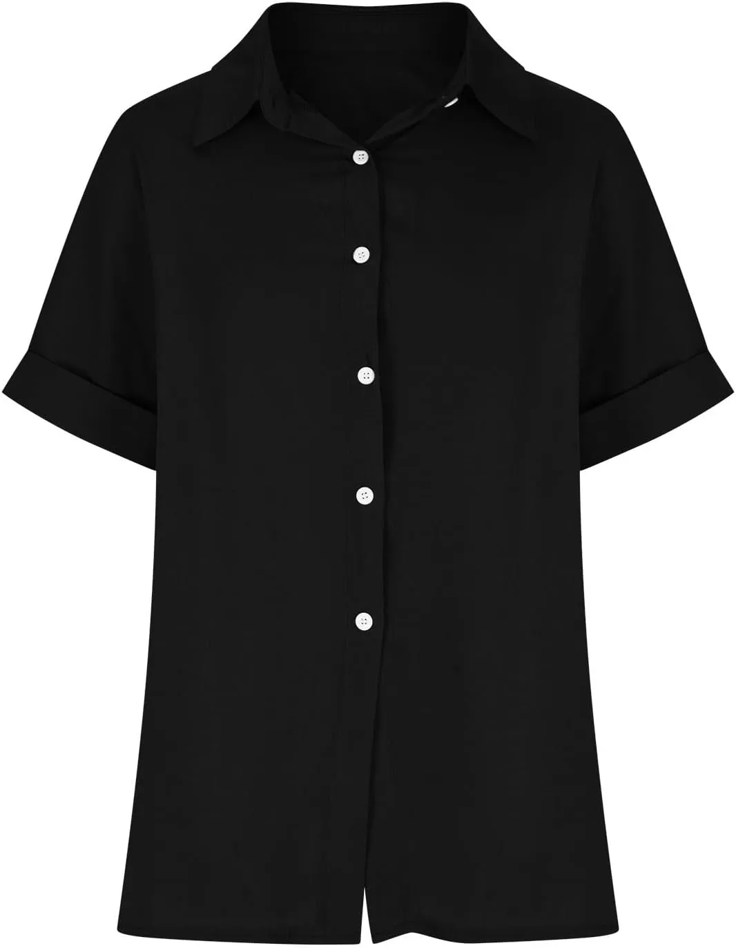 Lastesso Linen Shirts for Women Button Up Cotton Short Sleeve Blouses Casual Collared Loose Shirt Soft Summer Beach Tops